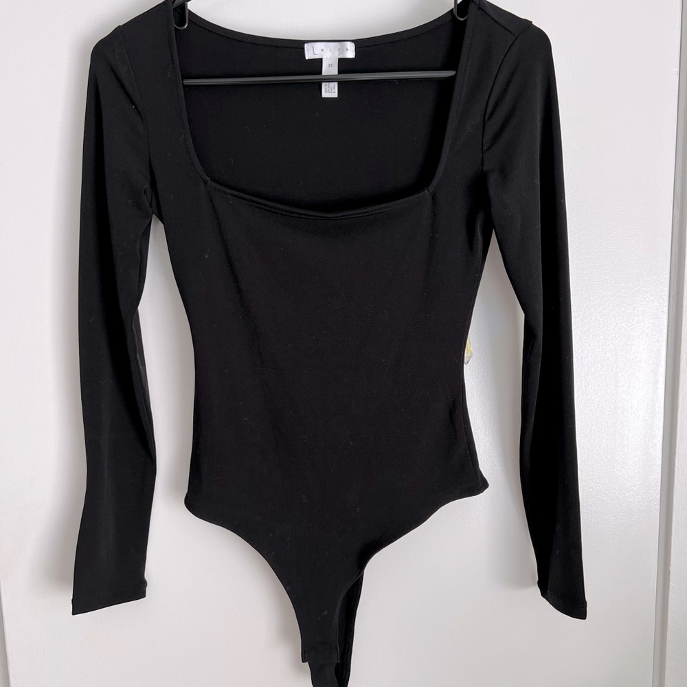 NWOT Leith Square Neck Black Bodysuit